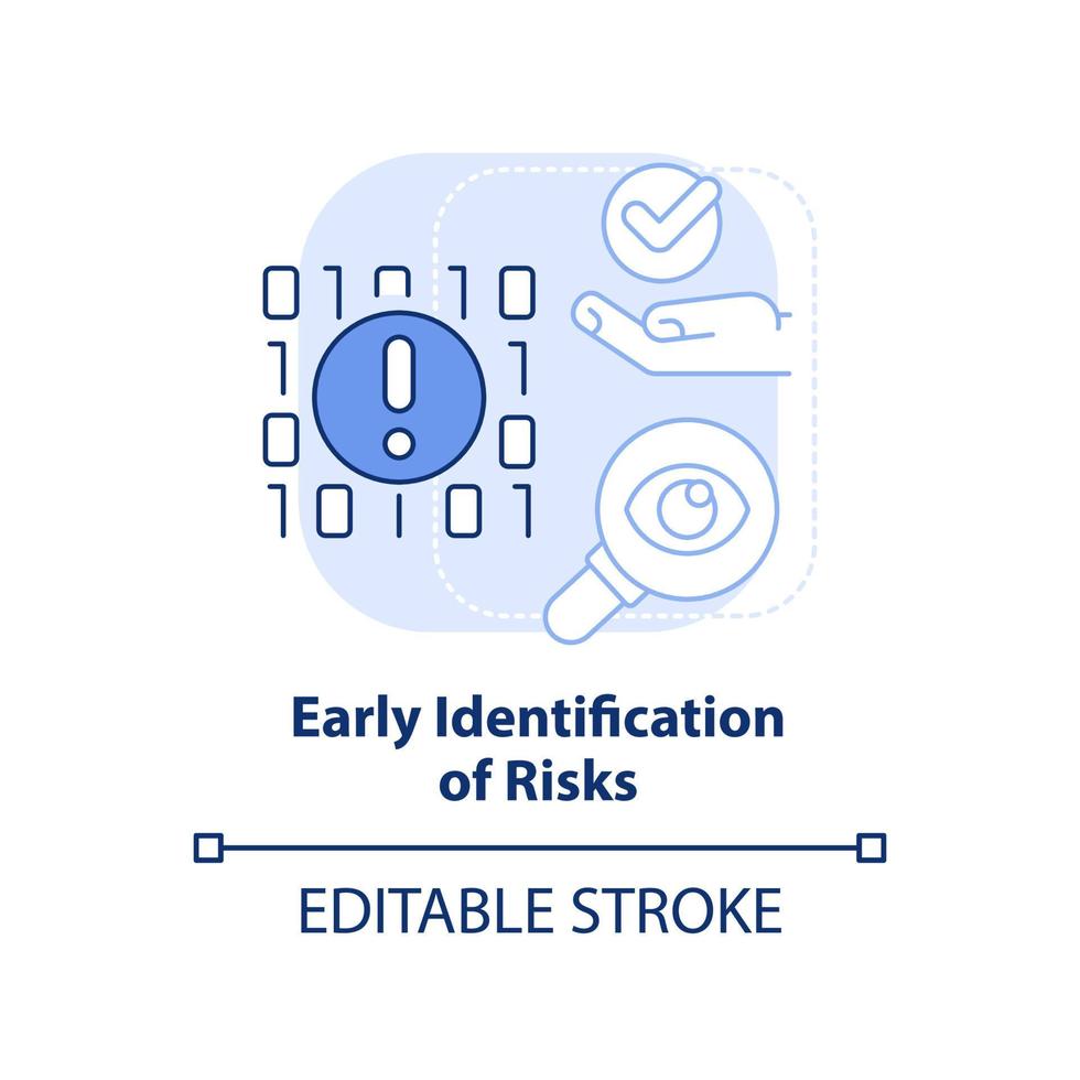 Early identification of risks light blue concept icon. Big data processing advantage abstract idea thin line illustration. Isolated outline drawing. Editable stroke. vector