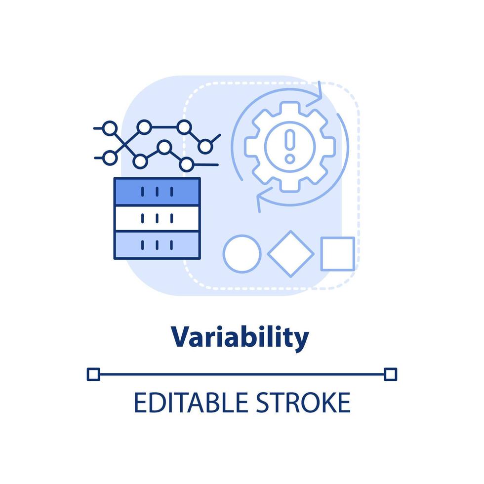 Variability light blue concept icon. Big data characteristic abstract idea thin line illustration. Analyze data volatility. Isolated outline drawing. Editable stroke. vector