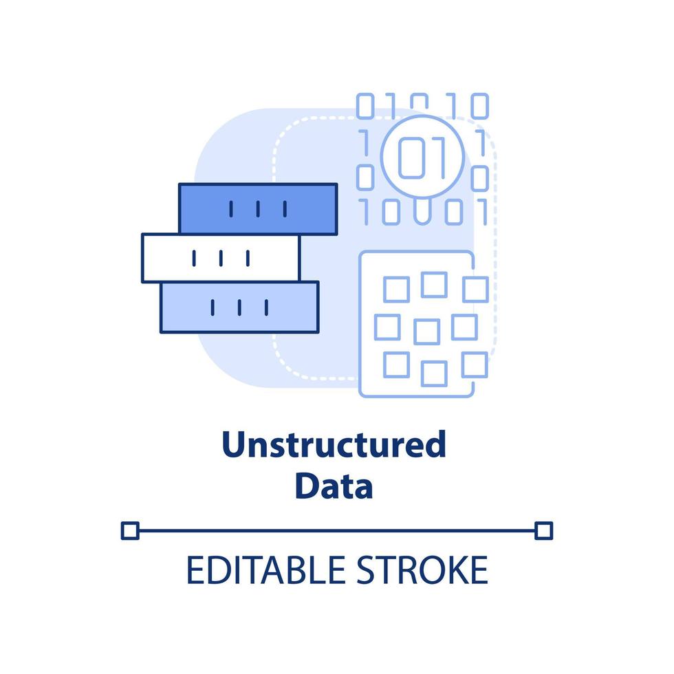 Unstructured data light blue concept icon. Big data type abstract idea thin line illustration. Unorganized storage systems. Isolated outline drawing. Editable stroke. vector