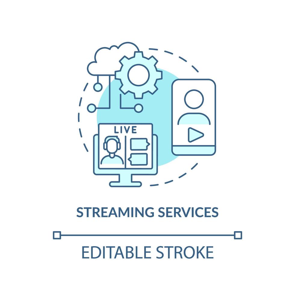 Streaming services turquoise concept icon. Business and entertainment. Digital first abstract idea thin line illustration. Isolated outline drawing. Editable stroke. vector
