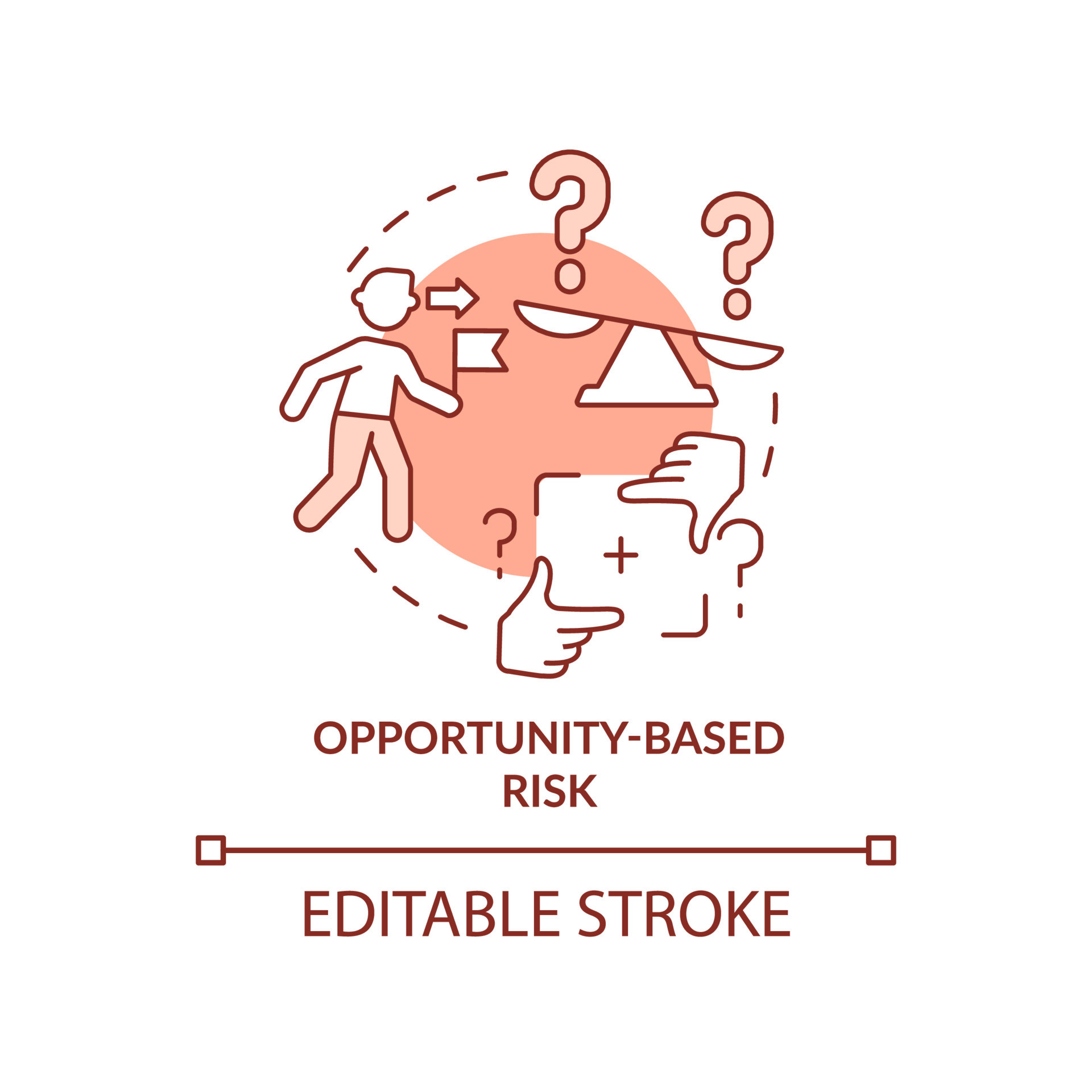 Opportunity-based risk terracotta concept icon. Risk type abstract idea