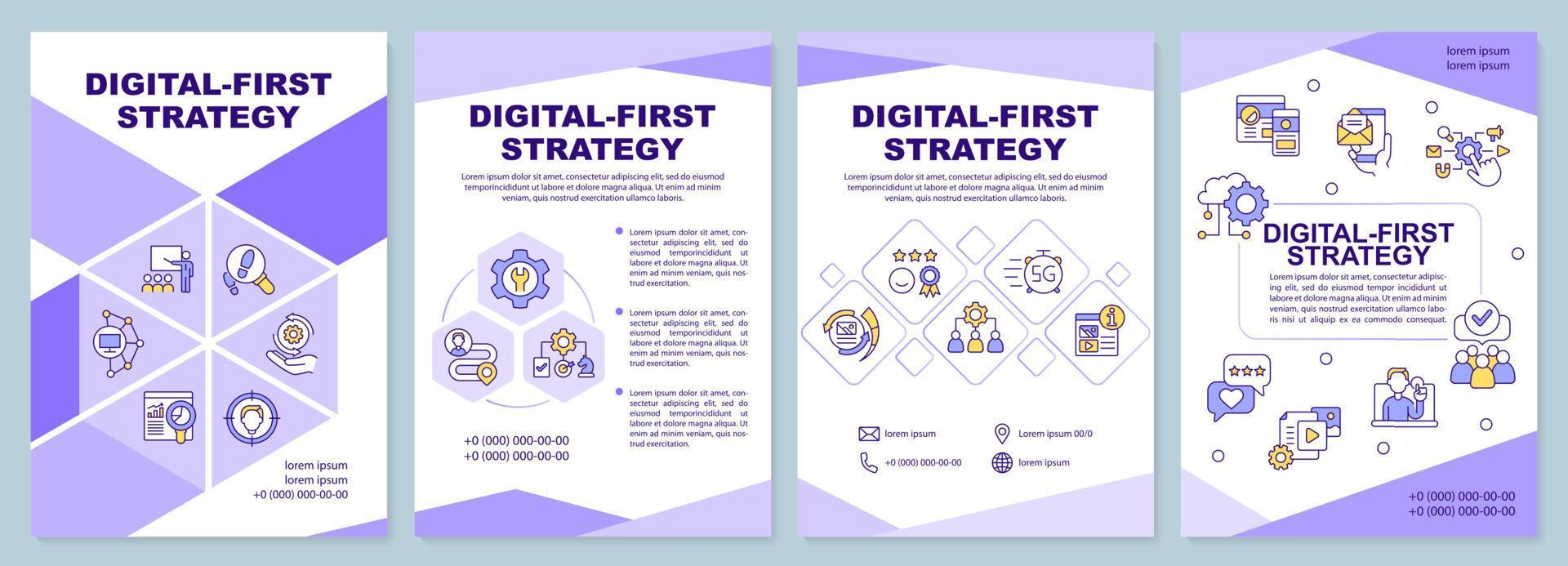 Digital first strategy brochure template. Digital marketing. Leaflet