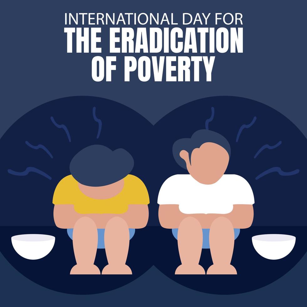 illustration vector graphic of two men begging on the street, perfect for international day, the eradication of poverty, celebrate, greeting card, etc.