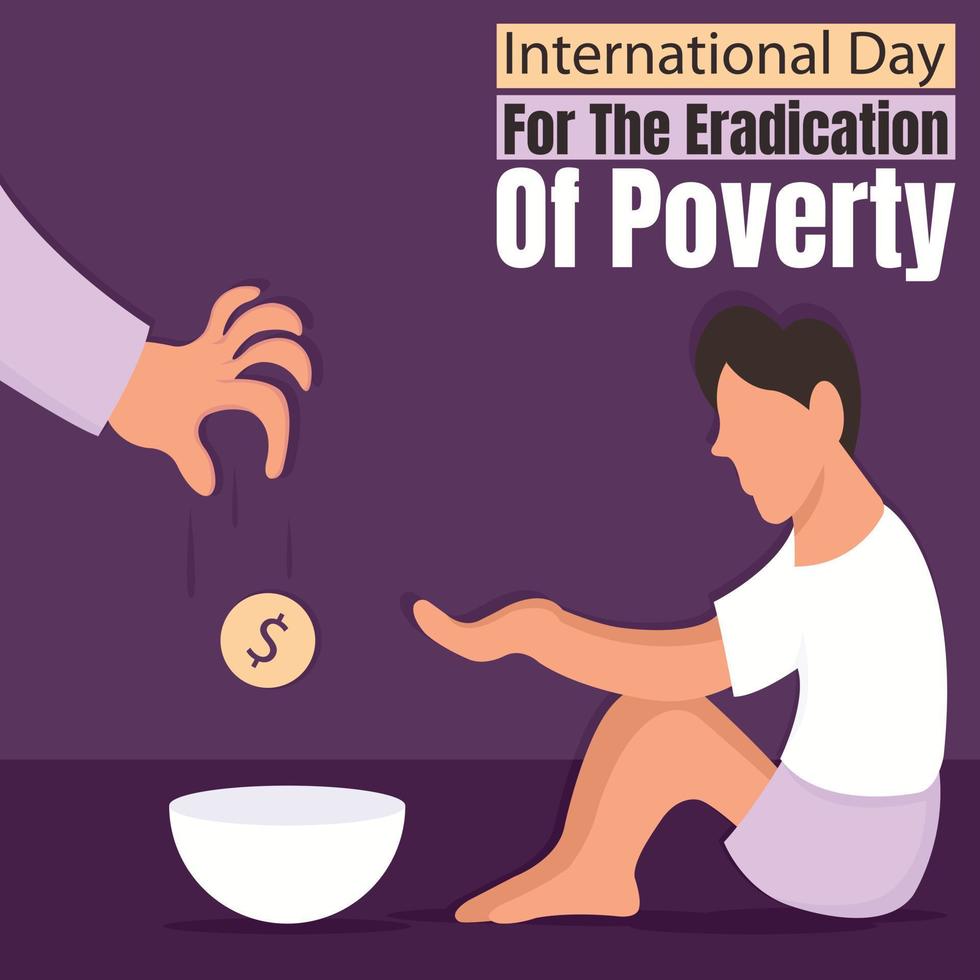 illustration vector graphic of a hand gives money to a beggar, perfect for international day, the eradication of poverty, celebrate, greeting card, etc.