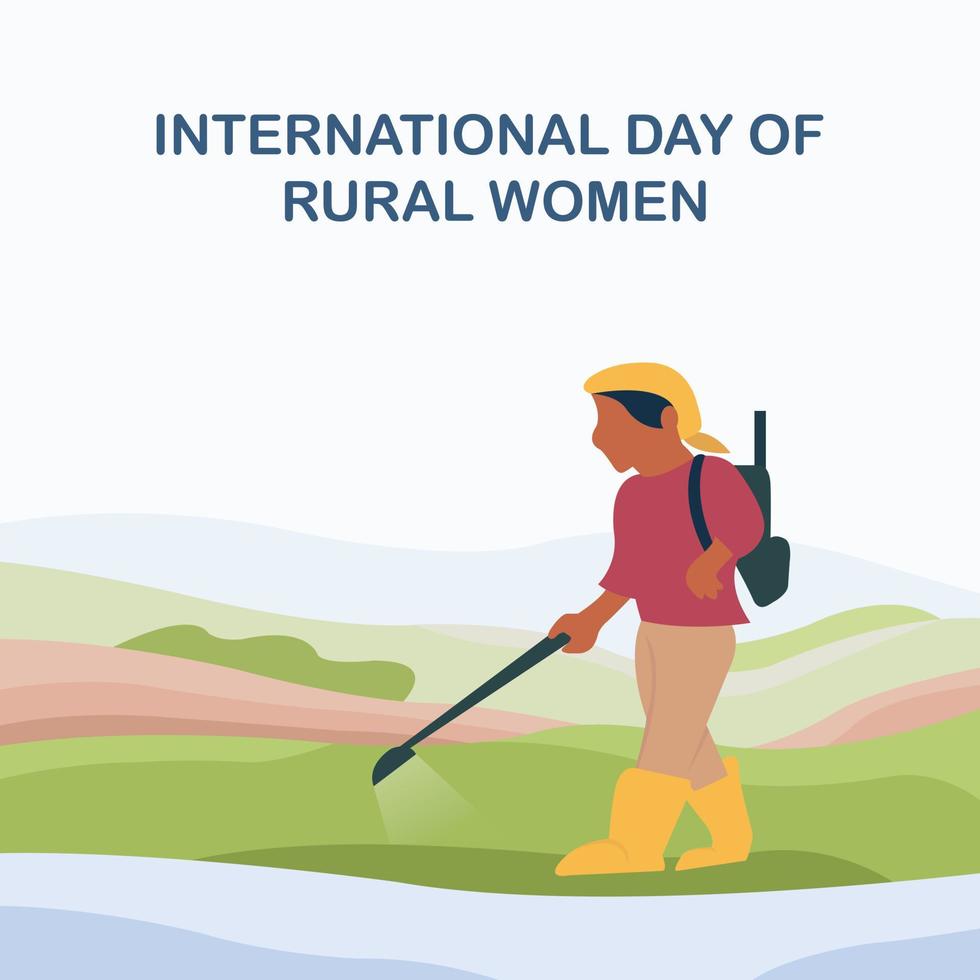 ilustración gráfica vectorial de una agricultora está trabajando en el campo, perfecta para el día internacional, mujeres rurales, celebración, tarjeta de felicitación, etc. vector