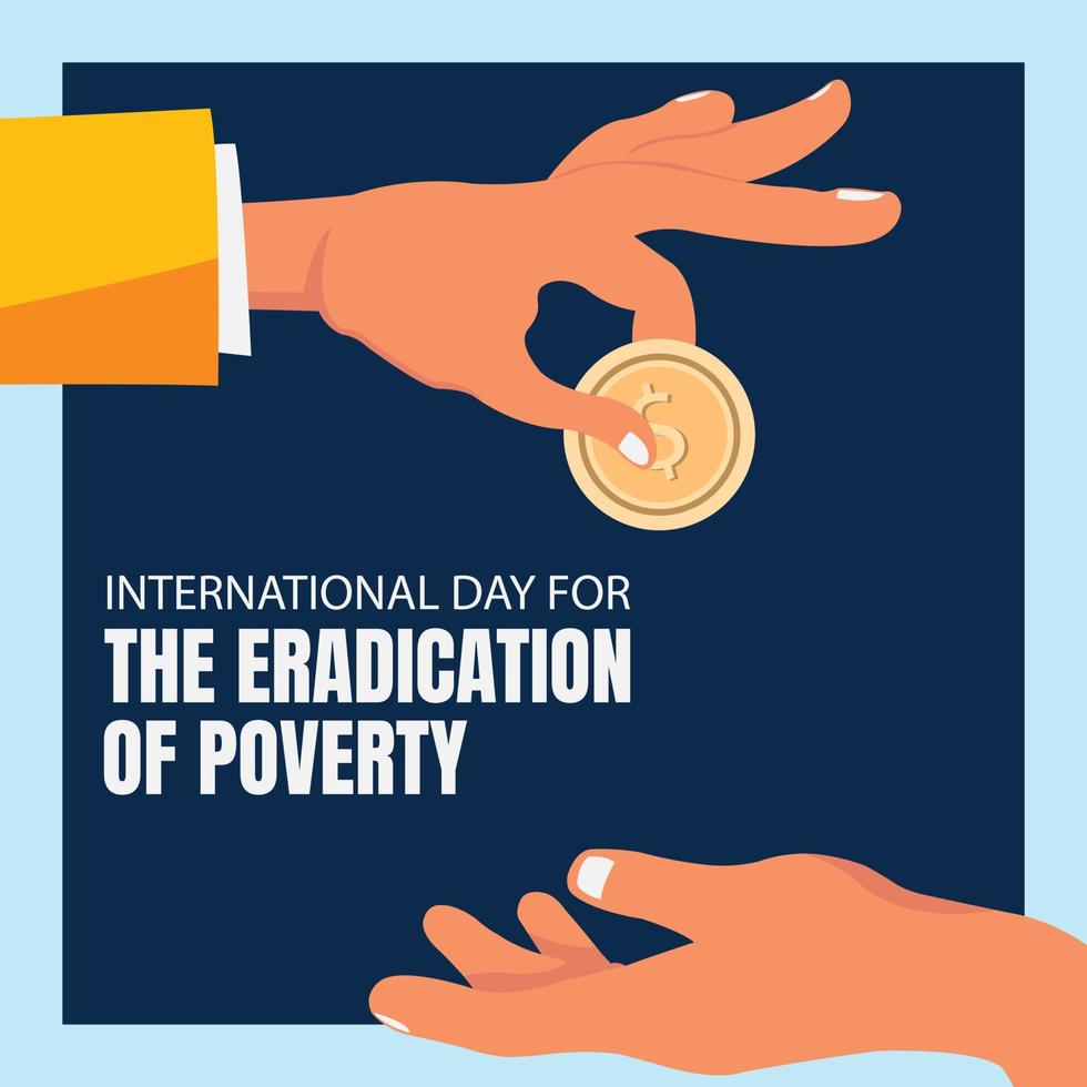 illustration vector graphic of a hand gives a coin to the hand below it, perfect for international day, the eradication of poverty, celebrate, greeting card, etc.