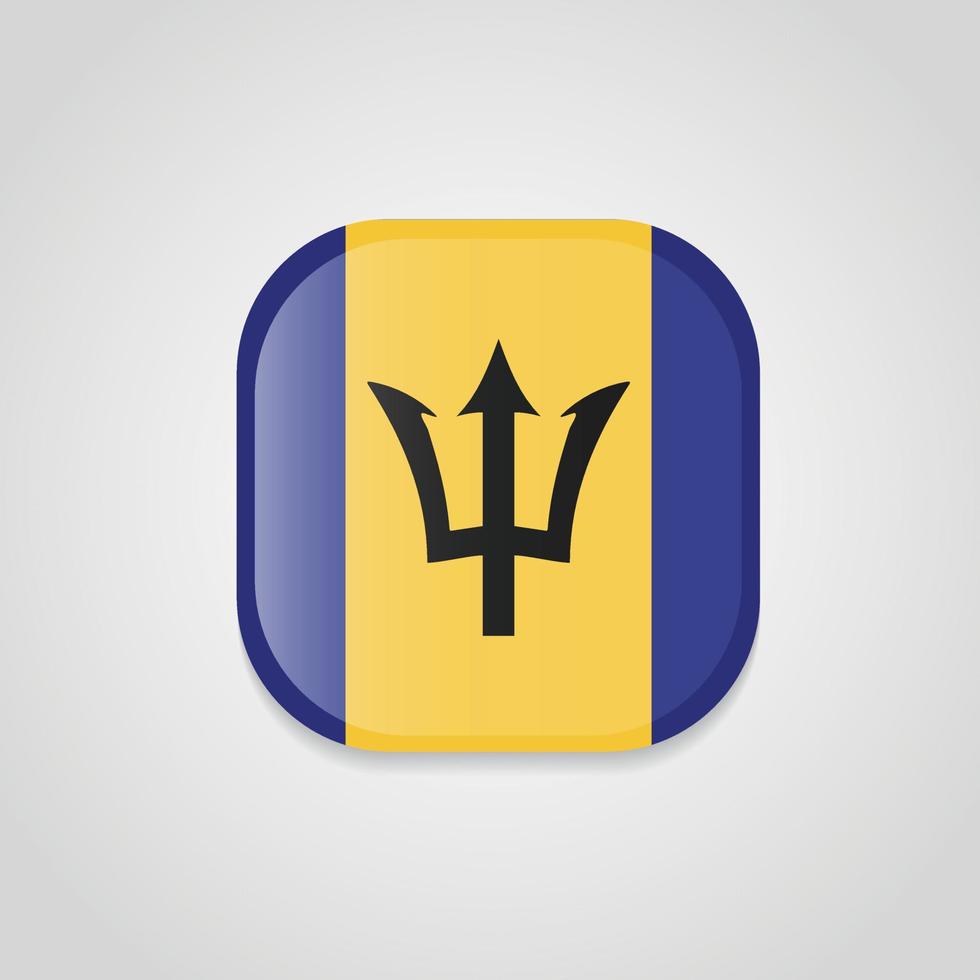 Barbados Flag Design Round Button vector