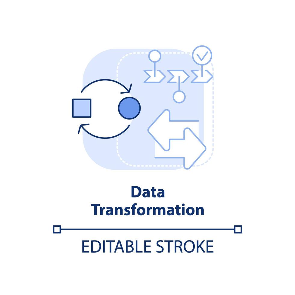 Data transformation light blue concept icon. Data mining process abstract idea thin line illustration. Changing format. Isolated outline drawing. Editable stroke. vector