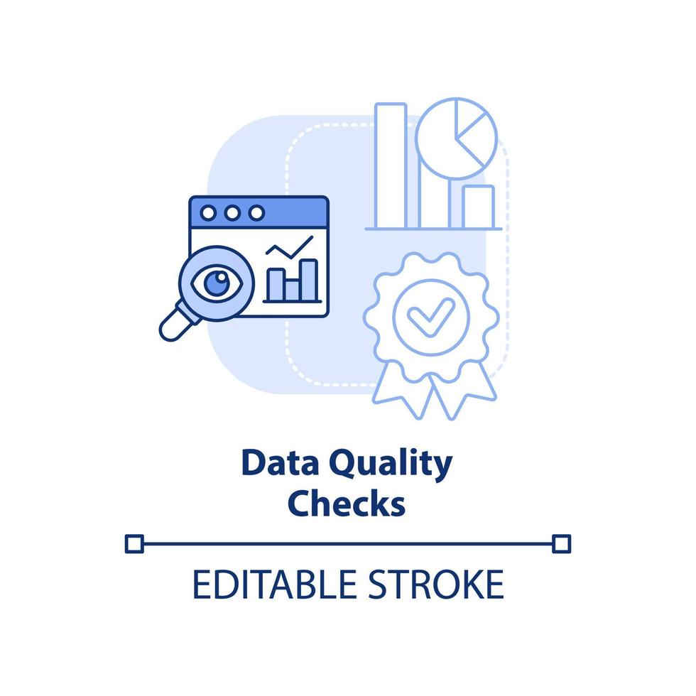 Data quality checks light blue concept icon. Data mining process abstract idea thin line illustration. Identify anomalies. Isolated outline drawing. Editable stroke. vector