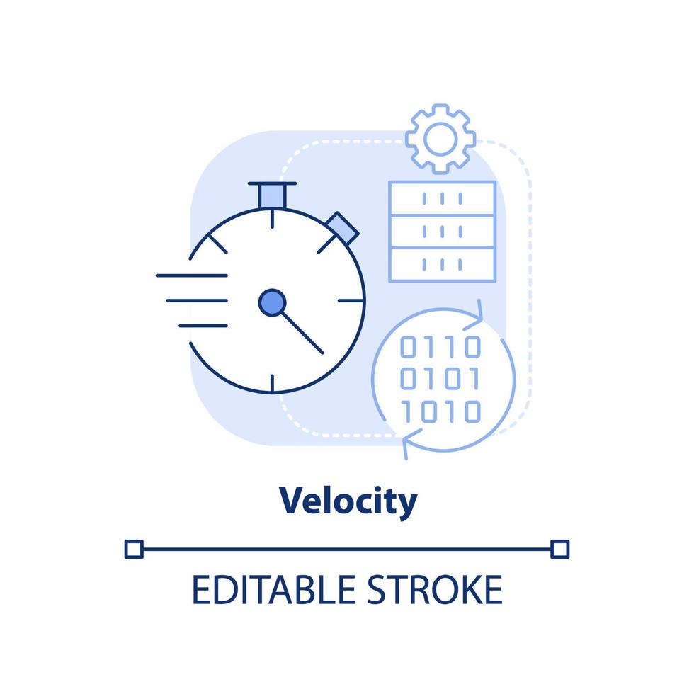 Velocity light blue concept icon. Big data characteristic abstract idea thin line illustration. Speed of data acquiring. Isolated outline drawing. Editable stroke. vector