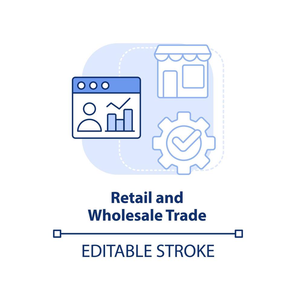 Retail and wholesale trade light blue concept icon. Big data application abstract idea thin line illustration. Isolated outline drawing. Editable stroke. vector