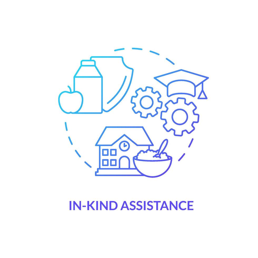 In kind assistance blue gradient concept icon. School feeding and nutrition. Social assistance abstract idea thin line illustration. Isolated outline drawing. vector