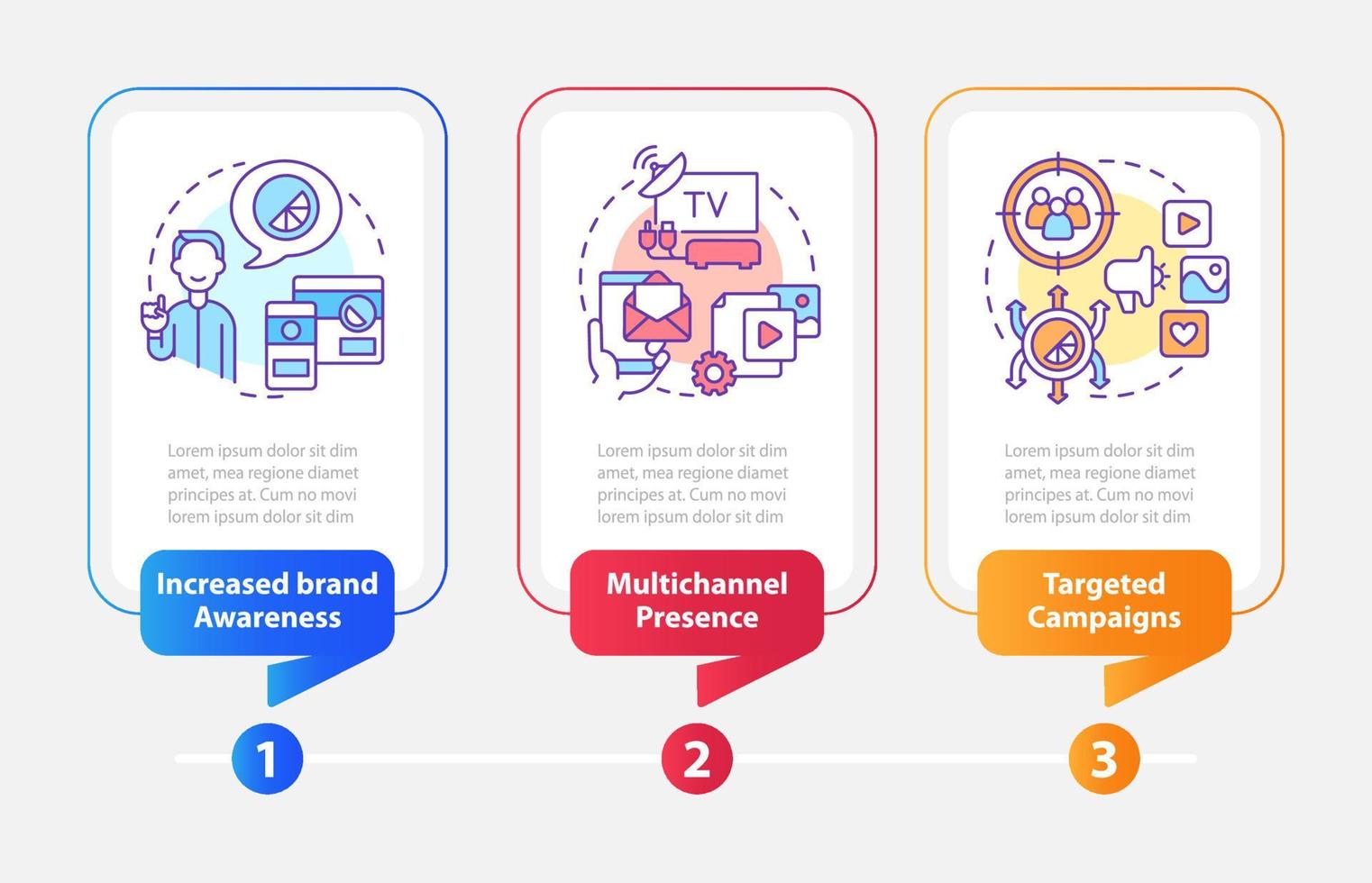 Digital transformation pros rectangle infographic template. Data visualization with 3 steps. Process timeline info chart. Workflow layout with line icons. vector