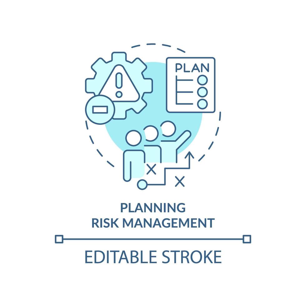 Planning risk management turquoise concept icon. Handle potential risks abstract idea thin line illustration. Isolated outline drawing. Editable stroke. vector