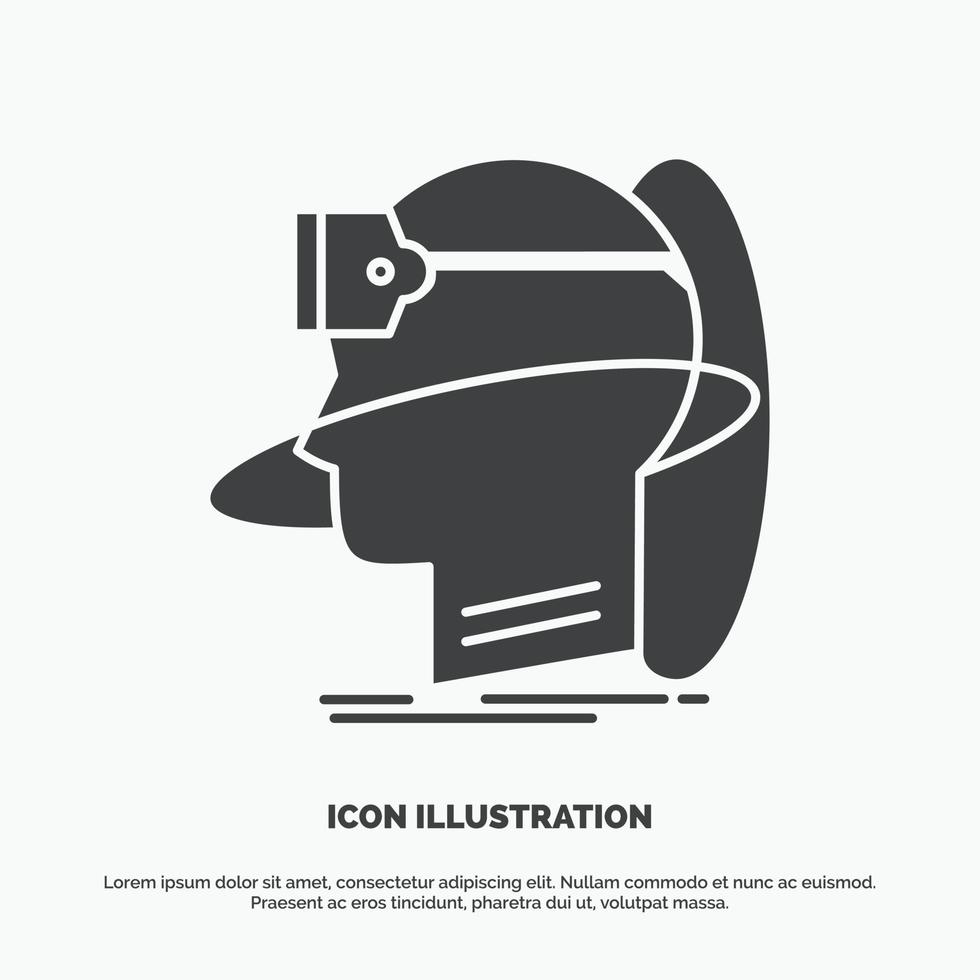human. man. reality. user. virtual. vr Icon. glyph vector gray symbol for UI and UX. website or mobile application