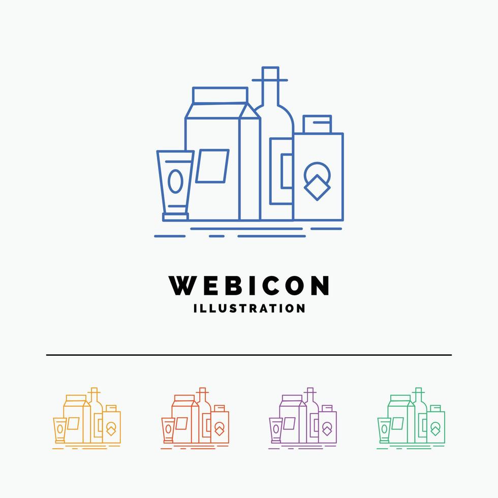 packaging. Branding. marketing. product. bottle 5 Color Line Web Icon Template isolated on white. Vector illustration