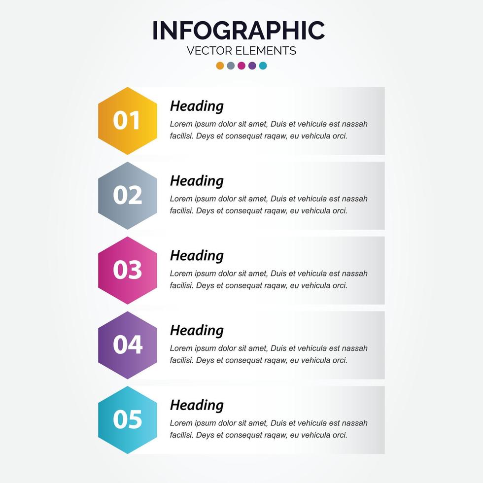 elementos para infografía vertical. presentación y gráfico. pasos o procesos. diseño de plantilla de flujo de trabajo de número de opciones. 5 pasos. vector