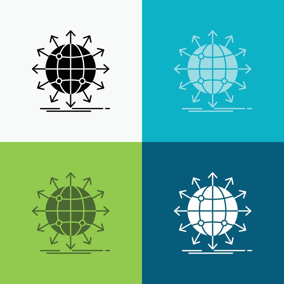 globe. network. arrow. news. worldwide Icon Over Various Background. glyph style design. designed for web and app. Eps 10 vector illustration