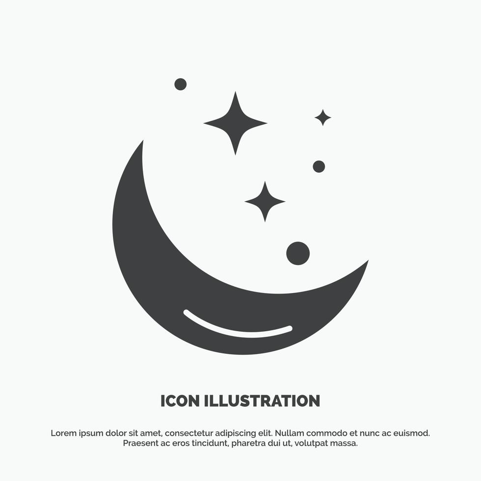 luna. noche. estrella. clima. icono de espacio símbolo gris vectorial de glifo para ui y ux. sitio web o aplicación móvil vector