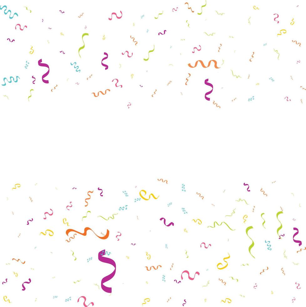 fondo blanco abstracto vectorial con muchas pequeñas piezas de confeti de colores que caen y cinta. carnaval. decoración de navidad o año nuevo banderines de fiesta coloridos para cumpleaños. festival vector