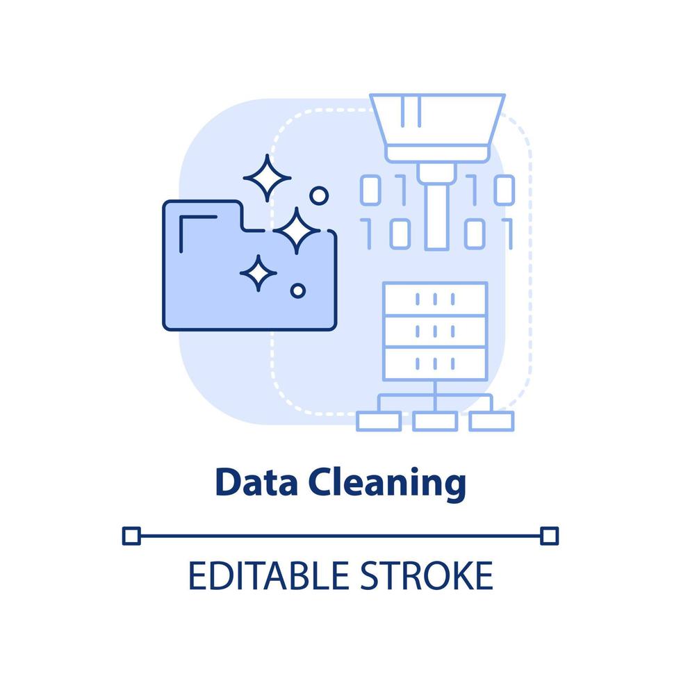 Data cleaning light blue concept icon. Data mining process abstract idea thin line illustration. Updating information. Isolated outline drawing. Editable stroke. vector