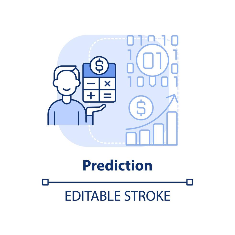 Prediction light blue concept icon. Data mining technique abstract idea thin line illustration. Statistical method. Isolated outline drawing. Editable stroke. vector