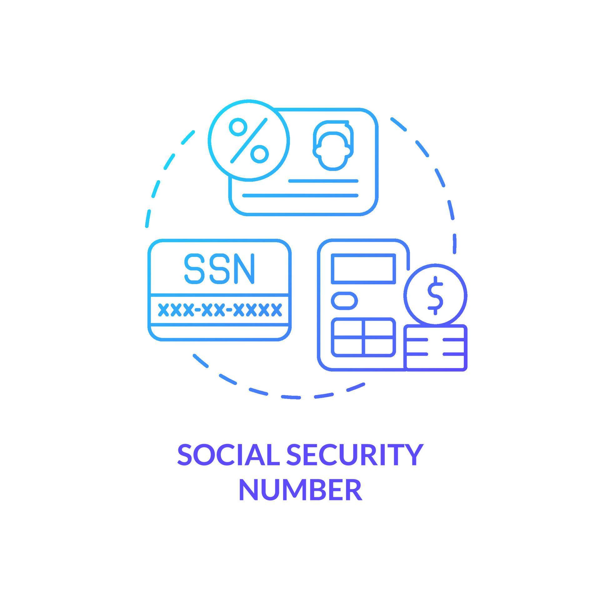 Social security number blue gradient concept icon. Personal record and data. Program application