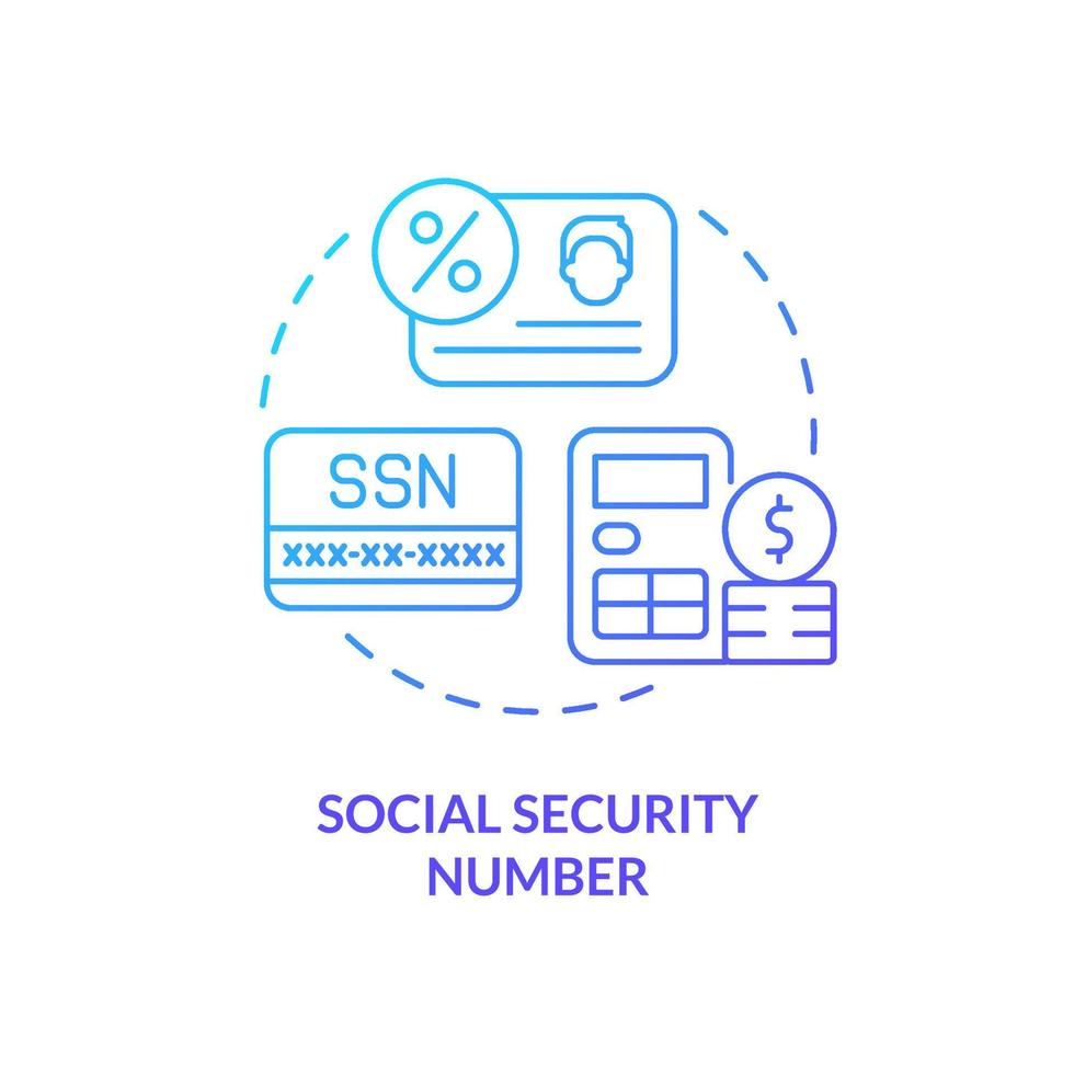 Social security number blue gradient concept icon. Personal record and data. Program application abstract idea thin line illustration. Isolated outline drawing. vector