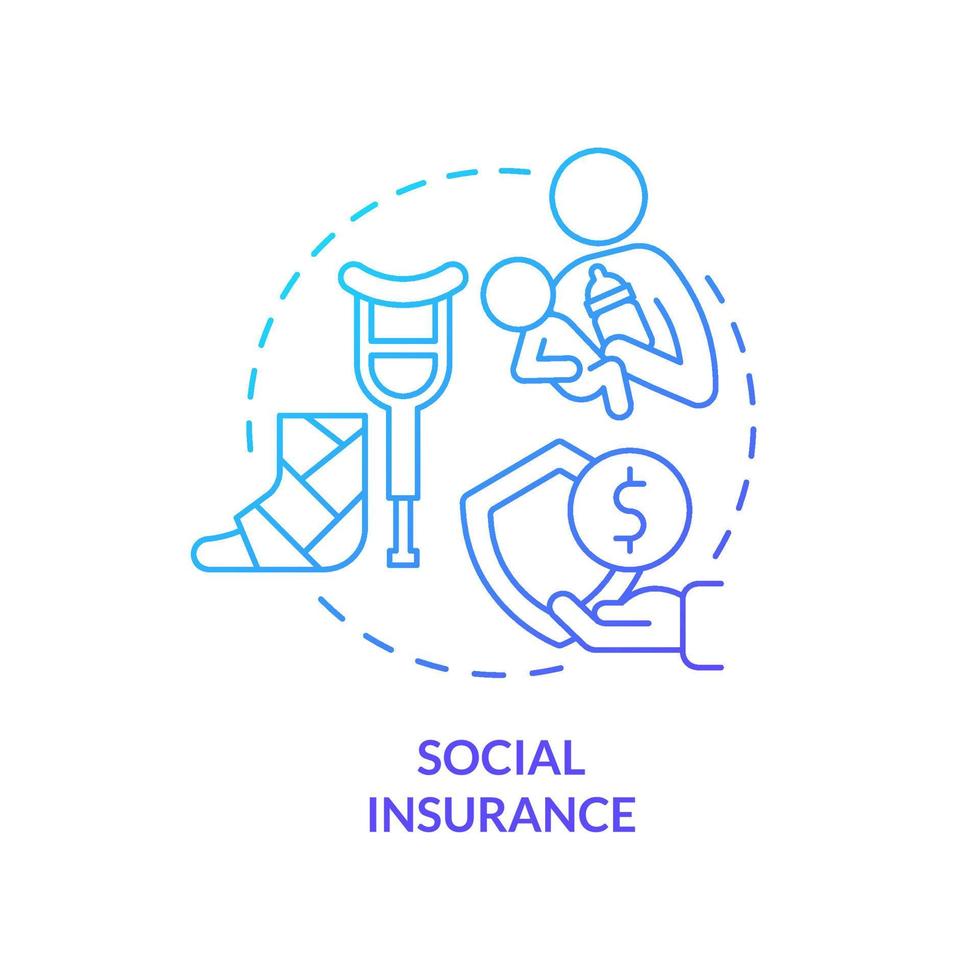 Social insurance blue gradient concept icon. Emergency compensation. Social protection and support abstract idea thin line illustration. Isolated outline drawing. vector