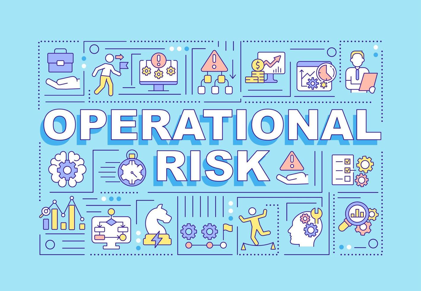 Operational risk word concepts blue banner. Business financial safety. Infographics with icons on color background. Isolated typography. Vector illustration with text.