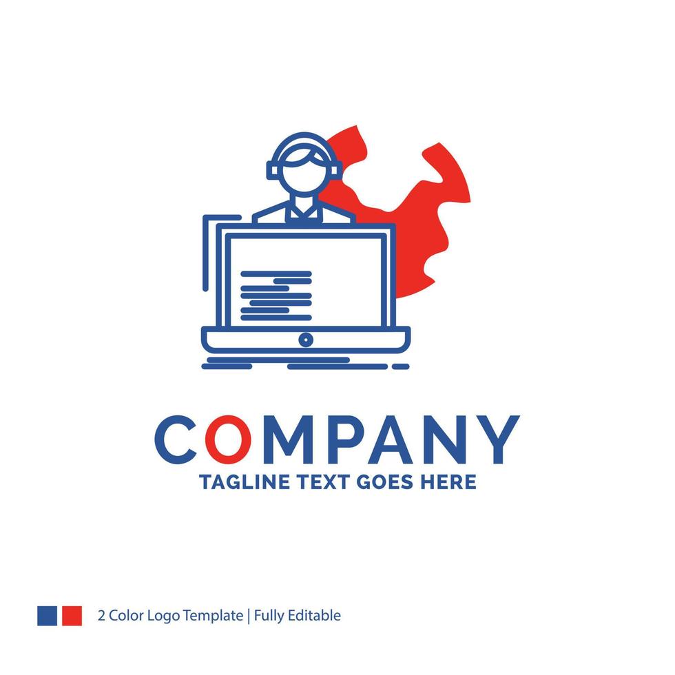 Company Name Logo Design For outsource. outsourcing. allocation. human. online. Blue and red Brand Name Design with place for Tagline. Abstract Creative Logo template for Small and Large Business. vector