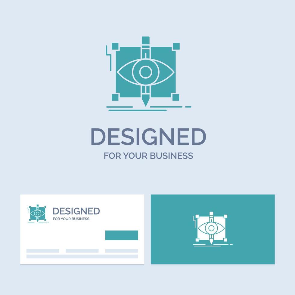 design. draft. sketch. sketching. visual Business Logo Glyph Icon Symbol for your business. Turquoise Business Cards with Brand logo template. vector