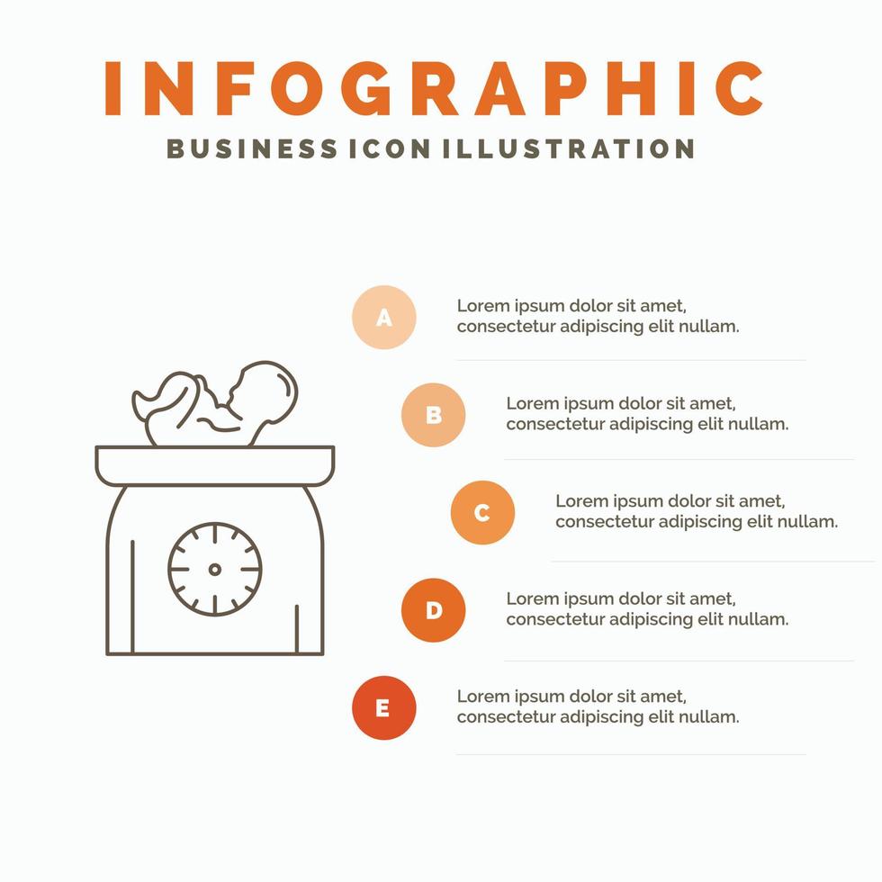 weight. baby. New born. scales. kid Infographics Template for Website and Presentation. Line Gray icon with Orange infographic style vector illustration