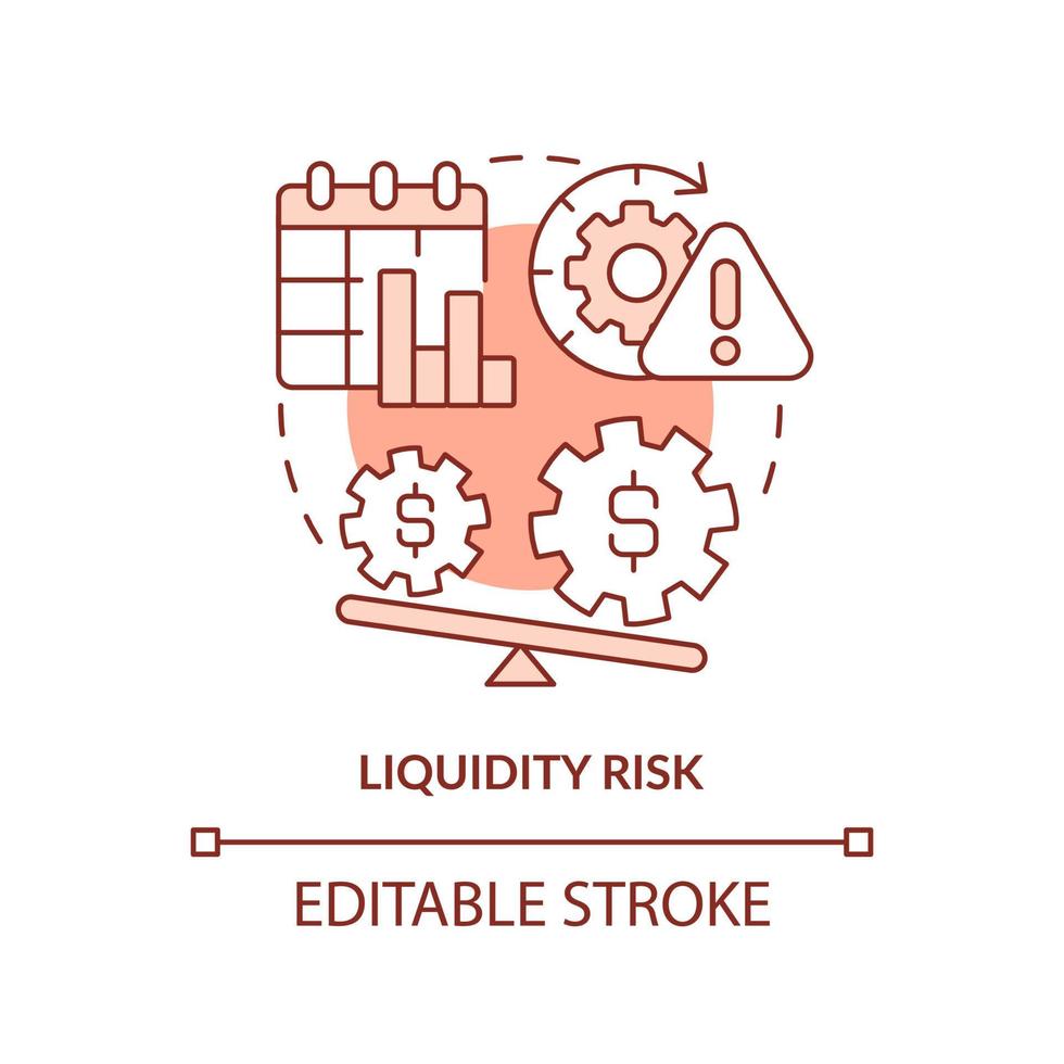 Liquidity risk terracotta concept icon. Risk category abstract idea thin line illustration. Poor financial condition. Isolated outline drawing. Editable stroke. vector