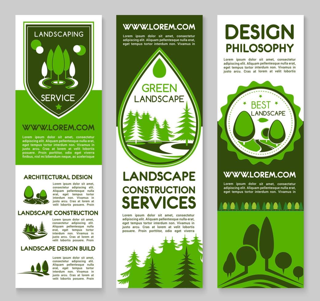 Landscape design service vector banners set