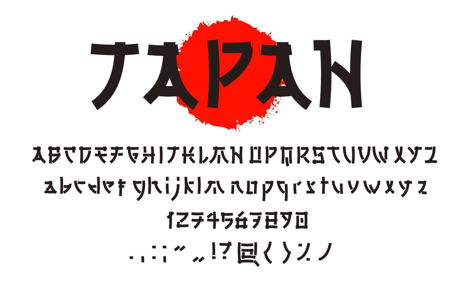 tipo de fuente japonesa asiática, alfabeto tipográfico de Japón vector