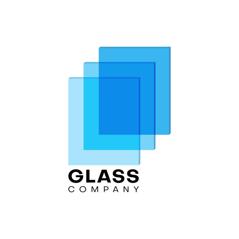 Glass icon isolated vector emblem with blue layers