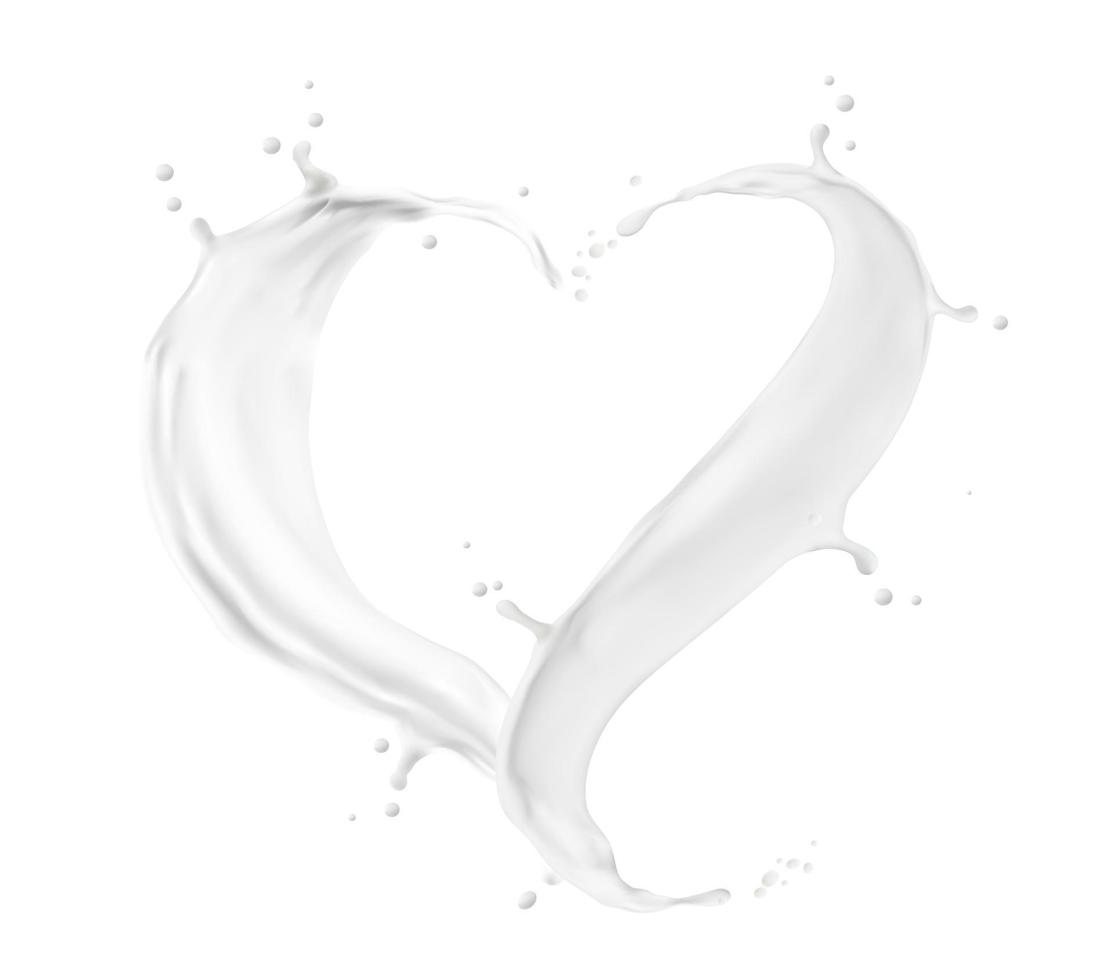 Heart milk, yogurt or cream wave splash background vector