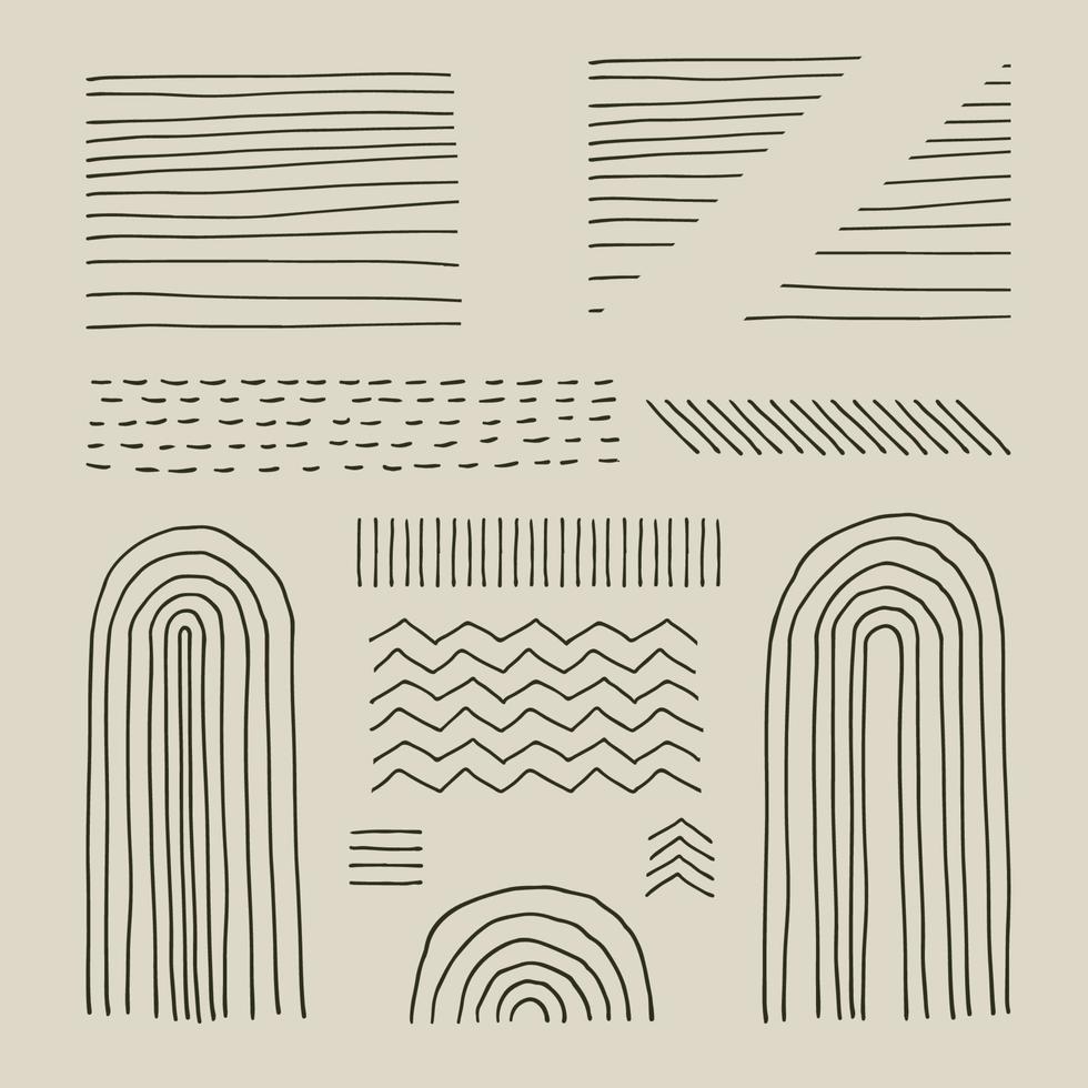 Minimalist geometric thin lines set. Vector collection abstract shapes different forms spiral, zigzag, spring coil, wave, triangle for web design, social media post and stories