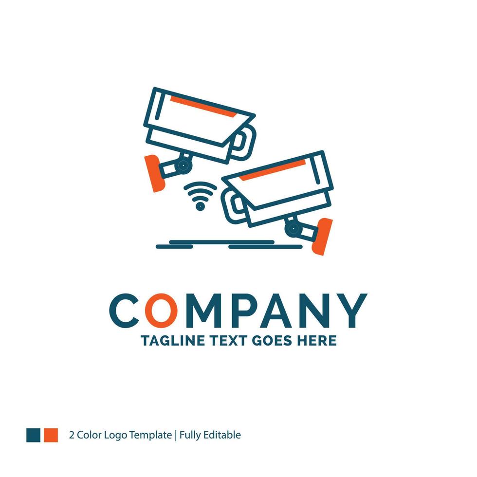 CCTV. Camera. Security. Surveillance. Technology Logo Design. Blue and Orange Brand Name Design. Place for Tagline. Business Logo template. vector