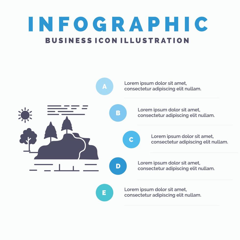 hill. landscape. nature. mountain. rain Infographics Template for Website and Presentation. GLyph Gray icon with Blue infographic style vector illustration.