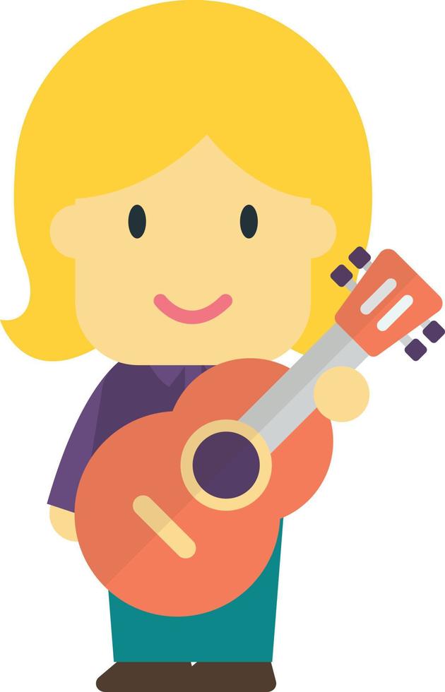 female musician with guitar illustration in minimal style vector