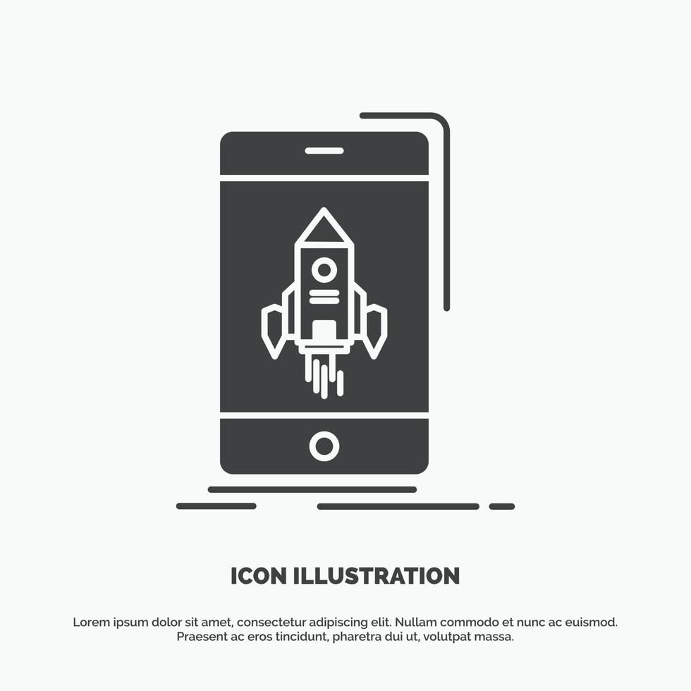 game. gaming. start. mobile. phone Icon. glyph vector gray symbol for UI and UX. website or mobile application