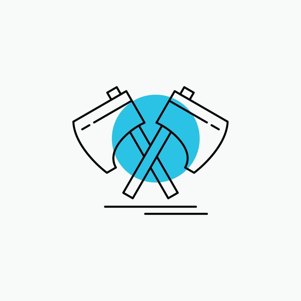 Axe. hatchet. tool. cutter. viking Line Icon vector