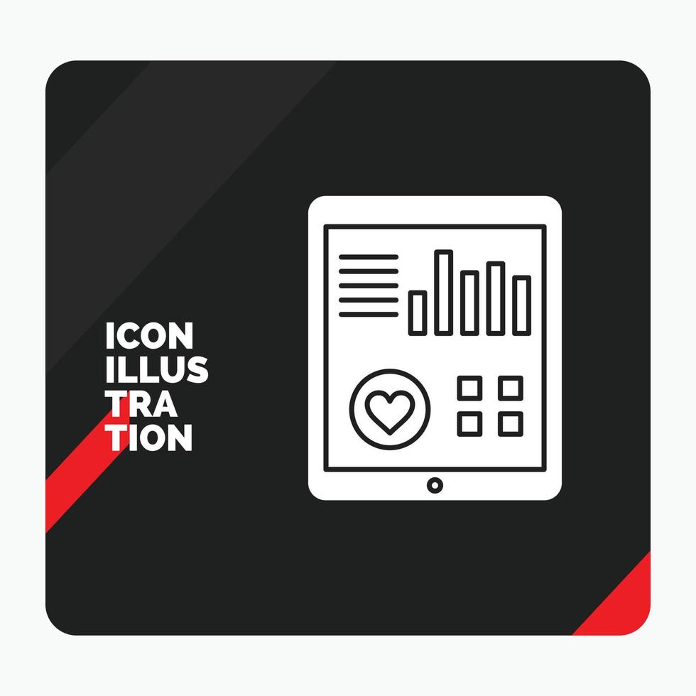 Red and Black Creative presentation Background for monitoring. health. heart. pulse. Patient Report Glyph Icon vector