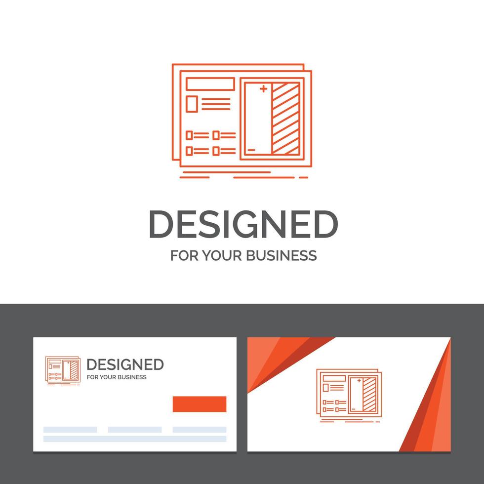 plantilla de logotipo de empresa para blueprint. diseño. dibujo. plan. prototipo. tarjetas de visita naranjas con plantilla de logotipo de marca vector