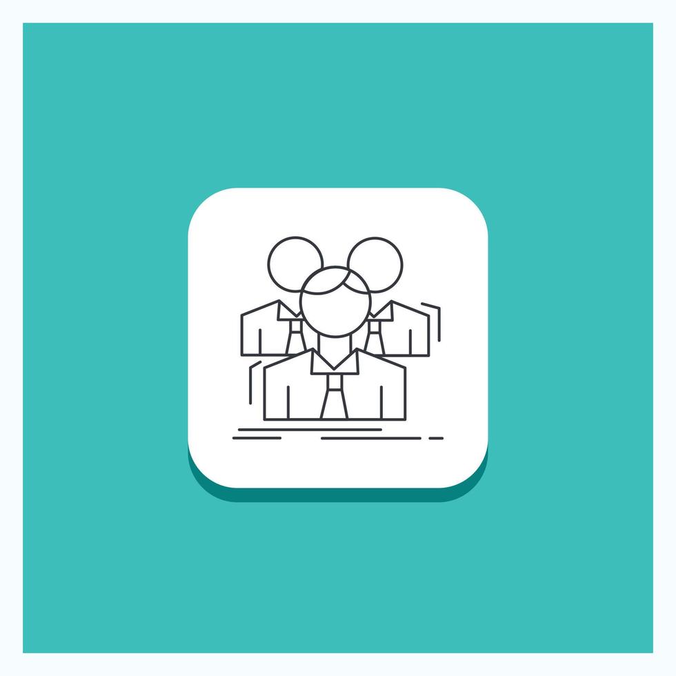 Round Button for Team. teamwork. Business. Meeting. group Line icon Turquoise Background vector