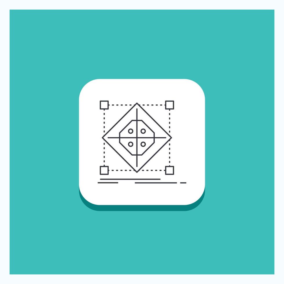 Round Button for Architecture. cluster. grid. model. preparation Line icon Turquoise Background vector