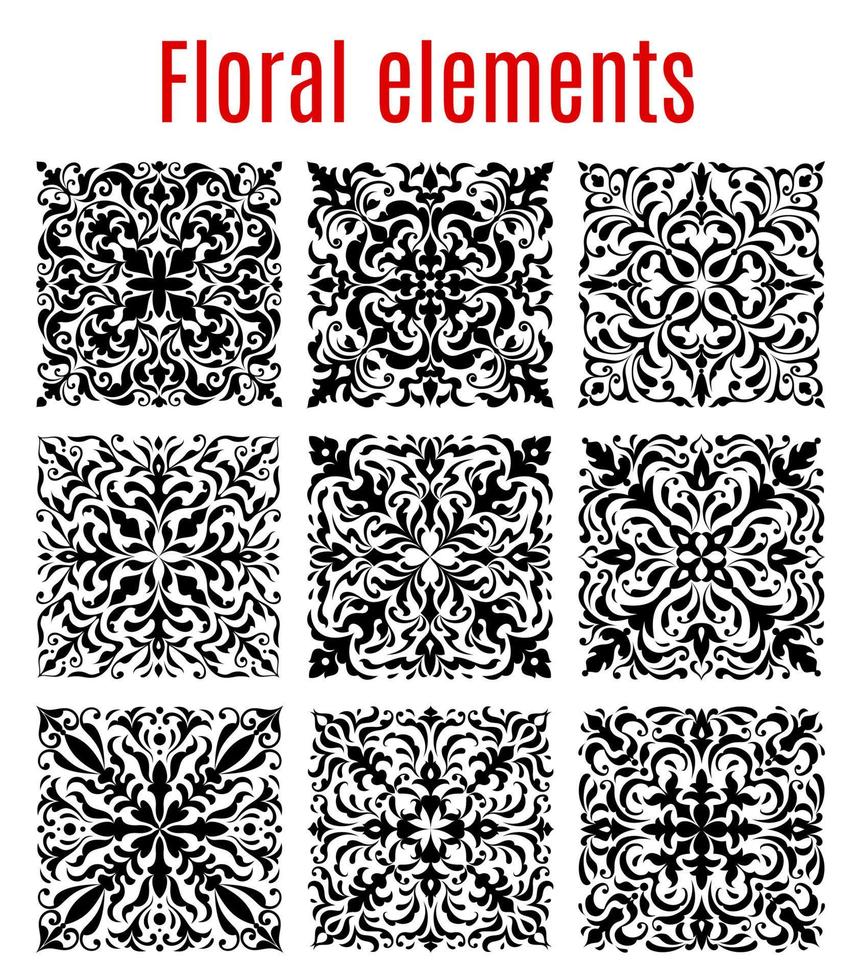 bordes florales y elementos vectoriales ornamentados vector