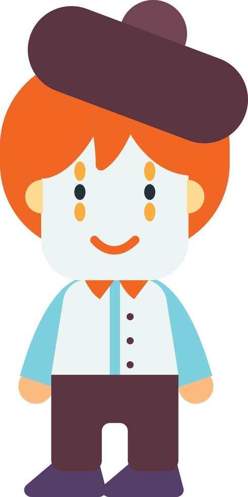 male clown illustration in minimal style vector